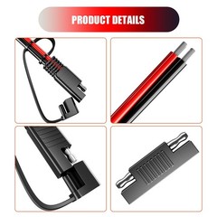 BERLAT SAE Extension Cable 4-Pack 14AWG 30cm for Solar Battery