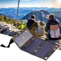 Portable USB Solar Panel Folding Power Bank Outdoor Camping Hiking Phone Charger