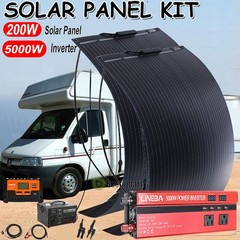 200W Flexible Solar Panel Starter Kit & 5000W Inverter Power System for Home RV