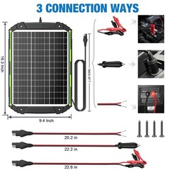25W 12V Solar Battery Charger & Maintainer, Smart MPPT Controller, Waterproof Ki