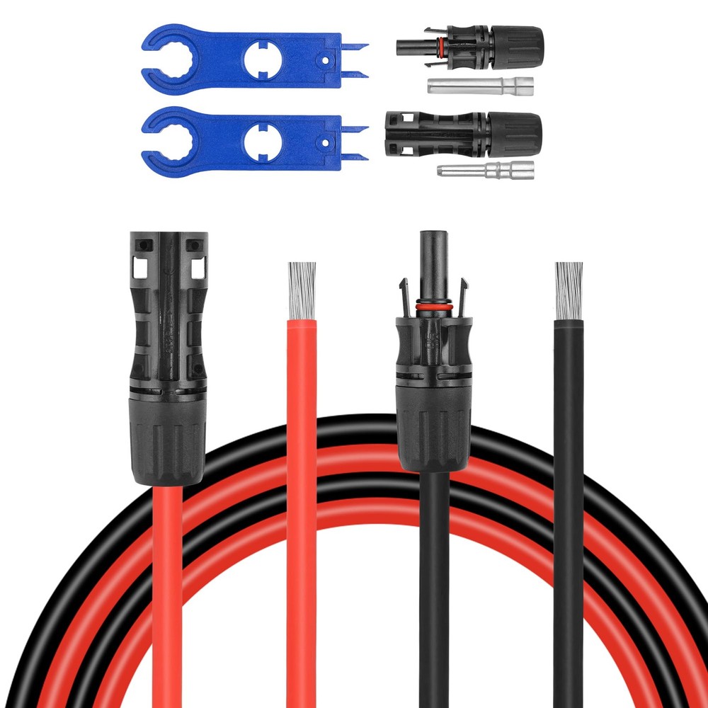 Kimbluth 8AWG Solar Panel Extension Cable 30FT Red + 30FT Black