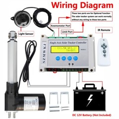 Complete Single Axis Sun Track Tracker Controller +18″ 6000N Linear Actuator Kit