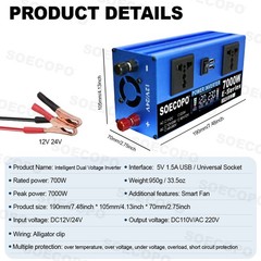 7000W Peak Solar System Kit Flexible Panel DC12V24V AC110V/220V Inverter 100A