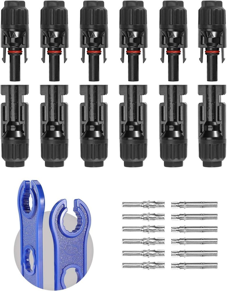 Waterproof 6 Pairs Male Female Wire Cable Connector Set Solar Panel