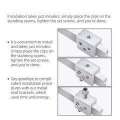 Solar Panel Fixture Clamps Compatible with For Standing Seam Metal Roofs