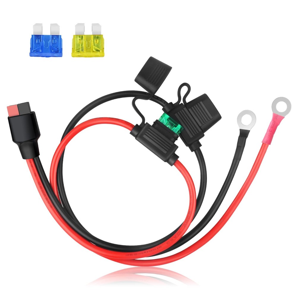 10AWG 45A Connector to O Ring Terminal, with Connector Port, Dual Positive/Ne…
