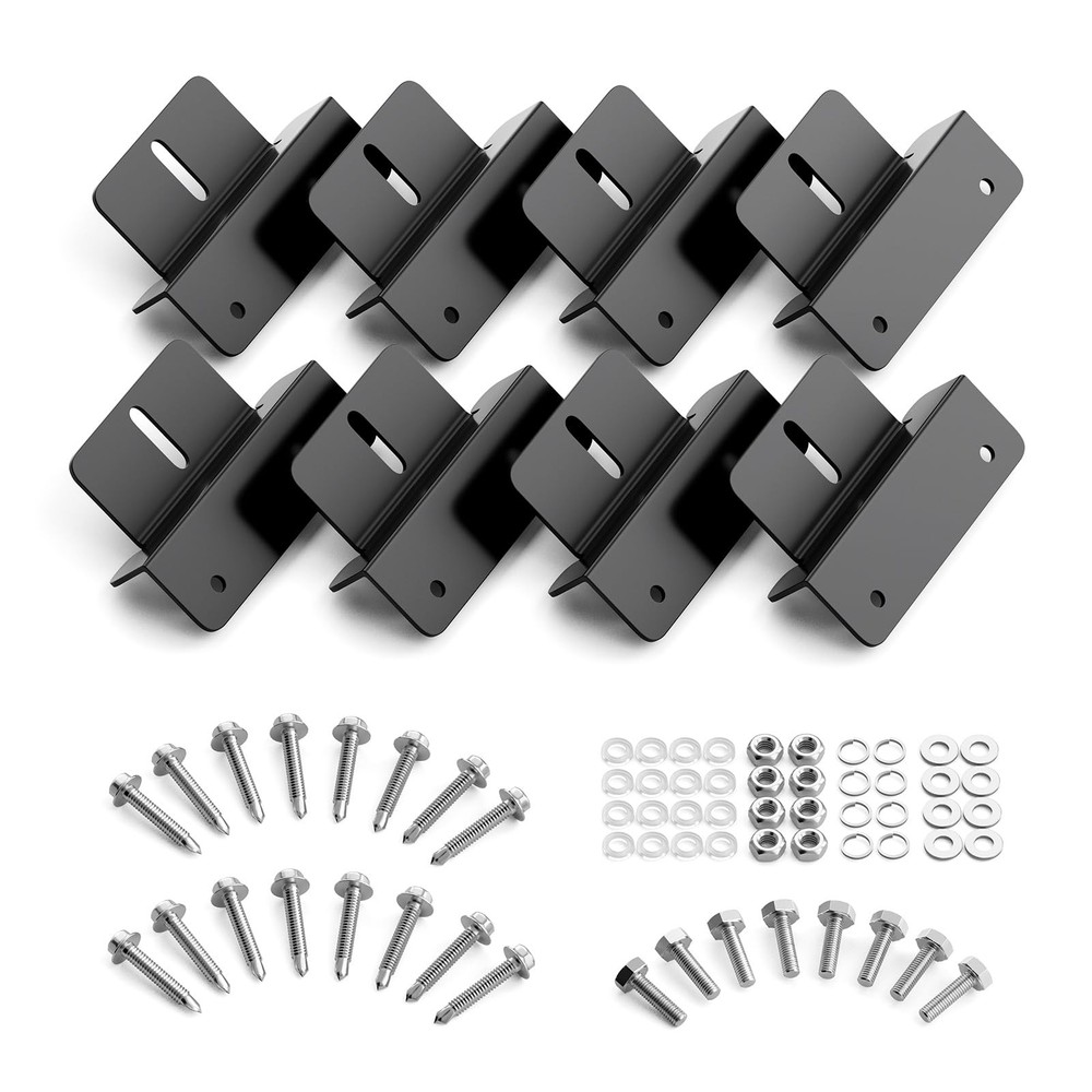 Callsun Solar Panel Mounting Z Brackets, Black Aluminum 8-Pack Set