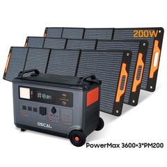 Blackview OSCAL PowerMax 3600 3000W Power Station 3600Wh + 3x 200W Solar Panel