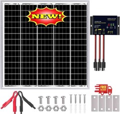Kit de panel solar de 50 W y 24 V, controlador PWM inteligente e impermeable de