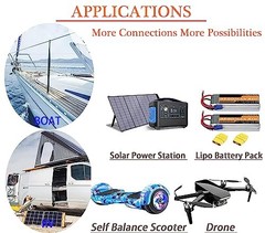 Solar to O Ring Connecter,10AWG 60cm Solar Panel solar to O-ring adapter