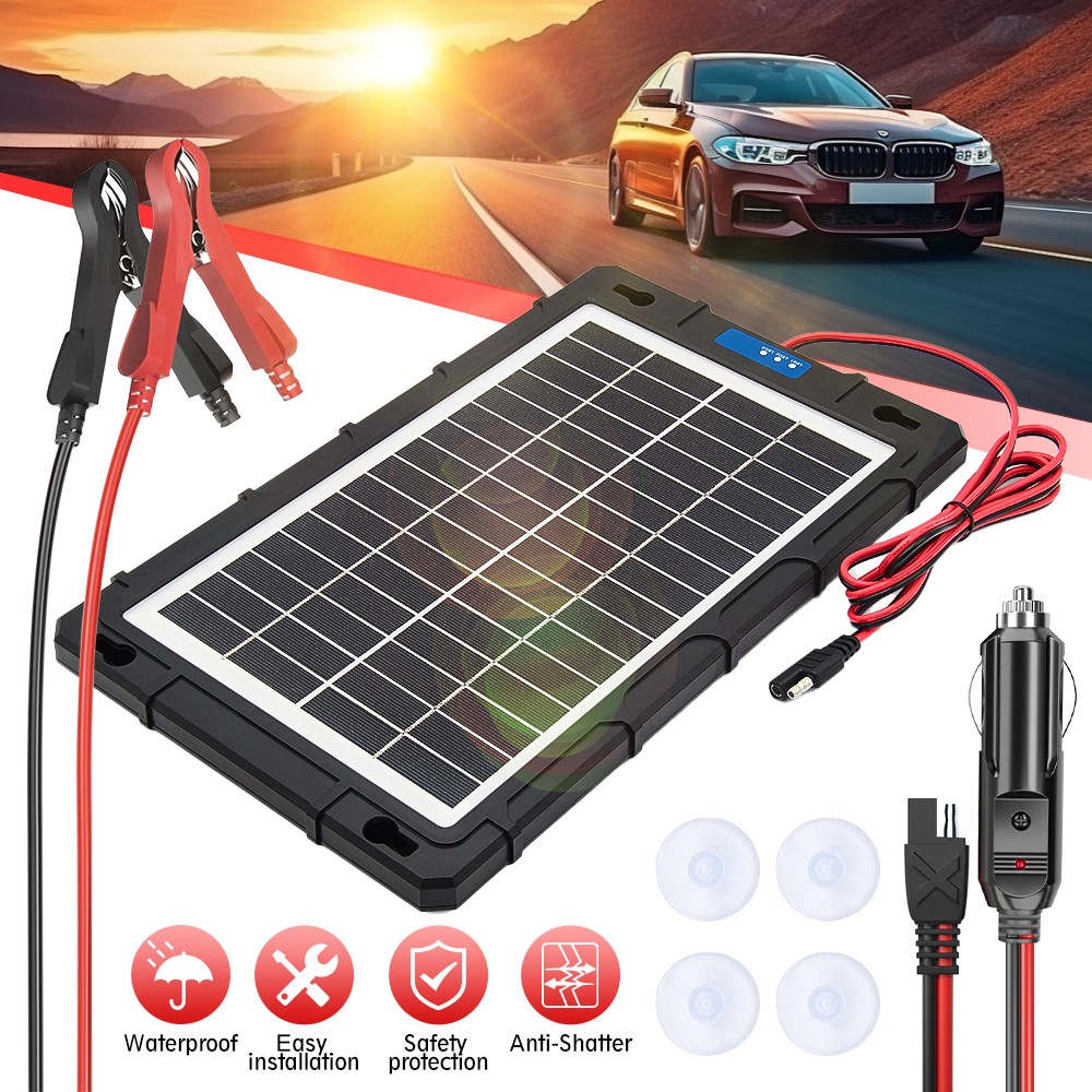 Upgraded 30W Solar Panel Battery Trickle Charger Kit Maintainer for Boat Car RV