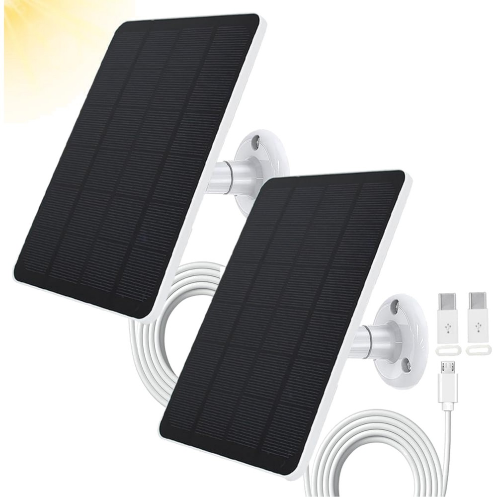 Dual Solar Panel Set with 360° Adjustable Mount for WYZE & Eufy Security Cameras