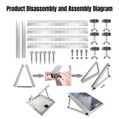 28in Adjustable Solar Panel Mount Brackets Foldable Tilt Legs for RV, Roof, Boat