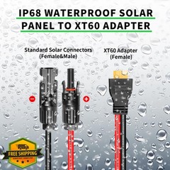 Ansoufien Solar Panel Connector to XT60 Connector Cable 5FT, 10AWG Solar to X…
