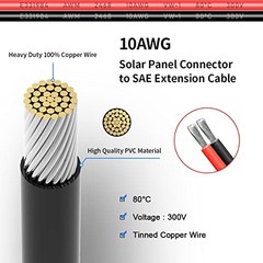 Solar Connector to SAE Adapter 2 3.3 10 20 35 50FT SAE Solar Panel 10AWG 10FT