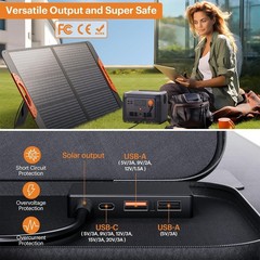 100W Portable Solar Panel W/ 5-in-1 Cable,23.5% Efficiency Mono Foldable Solar