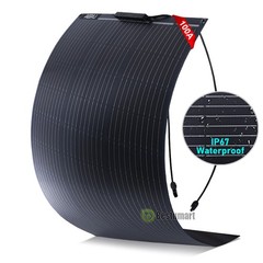 Solar Panel 100W 18V Thin Mono Semi-Flexible IP67 Waterproof, RV Camper Boat