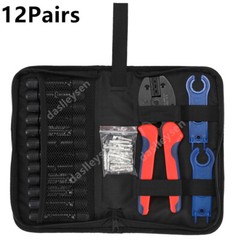 6/12Pairs Solar Panel Wire Cable Connectors Crimper PV Crimping Pliers Tools Set