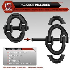 2 Pack 1/2″ Safety Chain Connector Link, G80 Tow Hitch Hammerlock (Black)