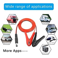 12V Battery Alligator Clip Cable,18AWG DC 5.5×2.1mm Male to Battery Clamps