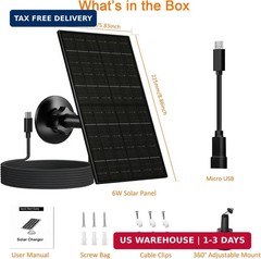 FUTUREZEN 6W Solar Panel for Security Camera Outdoor, 5V USB/USB-C Solar Charger