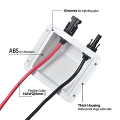 Weatherproof Solar Cable Entry Gland 10ft, UV Resistant Dual Housing for RV, Boa