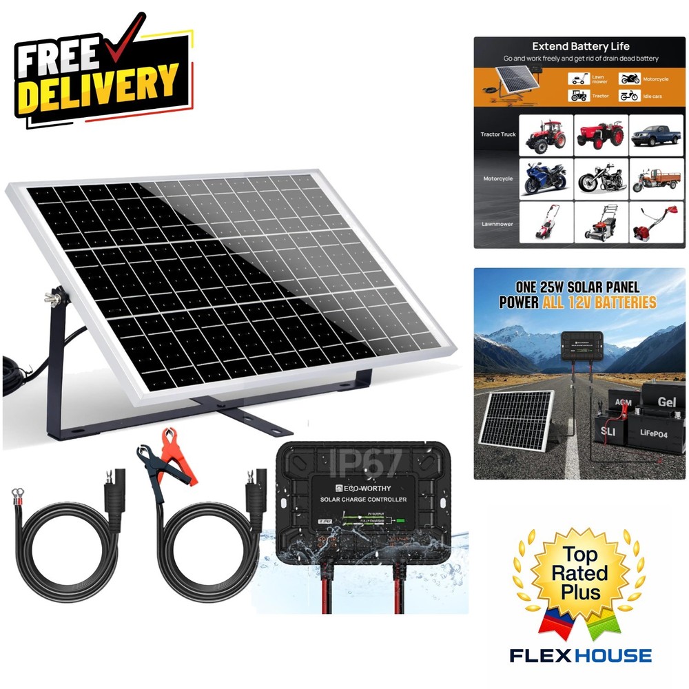 Portable 25W 12V Solar Panel Kit with Waterproof Controller for Off-Grid Living