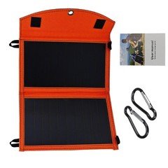 14W High Efficiency Solar Charger Foldable Double USB Port for Adventure Trip