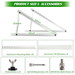 4 Sets 45Inch Solar Panel Mounting Brackets, 0 to 90° Adjustable Solar Panel Mou