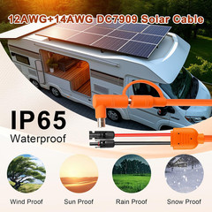 Solar to DC 8Mm Charge Extension Cable 30FT,12AWG+14AWG Solar Cable with Solar