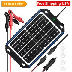Waterproof 12W 12V Solar Battery Charger & Maintainer Pro, Built-in UltraSmar…
