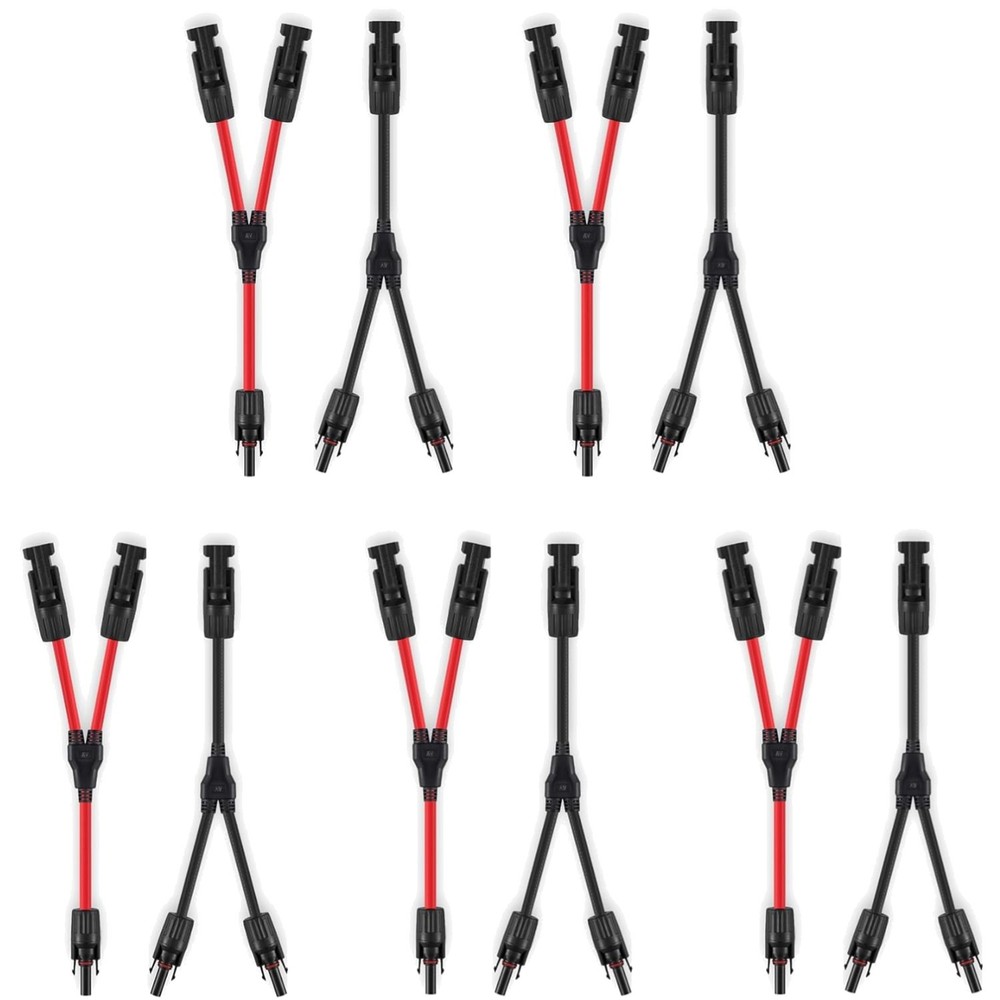 5 Pairs Solar Panel Y Connectors 10AWG Parallel Cable