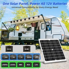 20W 12V Solar Battery Maintainer Trickle Charger Kit for Car Boat RV Trailer