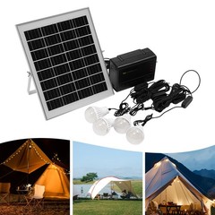 12V Solar Panel Power Generator Kit Battery Pack Power Station USB w/ 4 Bulbs