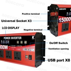 15000W Peak Solar System Kit 12V/24V To 110V 220V Inverter Generator for Camp