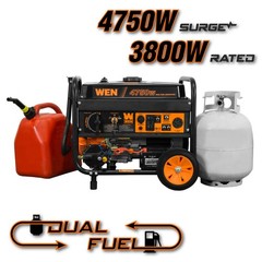 WEN 4,750-Watt 120V/240V Dual Fuel Portable Generator with Wheel Kit and