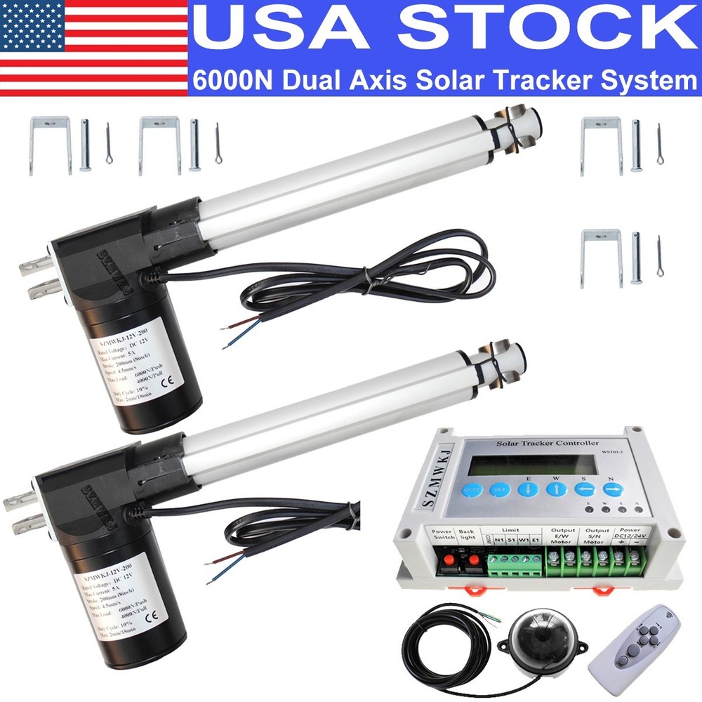 LCD Solar Panel Tracking Tracker Controller W/ 2*6000N 8″ Linear Actuator System
