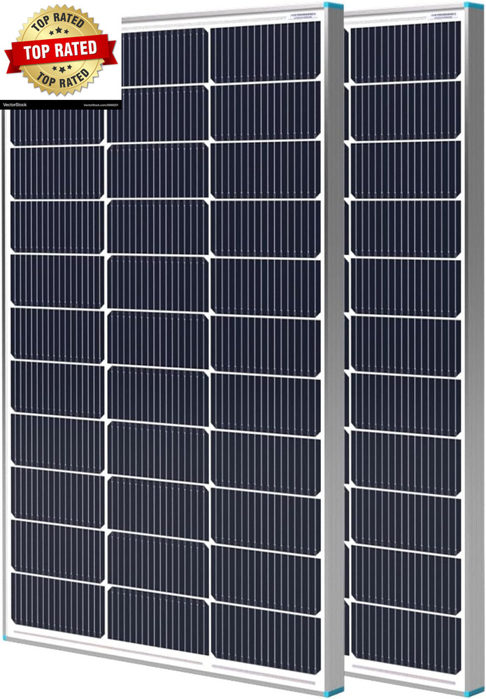 2PCS Solar Panels 100 Watt 12 Volt, High-Efficiency Monocrystalline PV Module