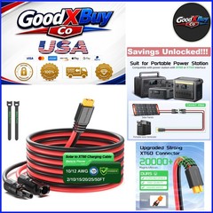 10 Ft Solar to XT60 Extension Cable 12AWG for Power Station, RV, EcoFlow, Ank…