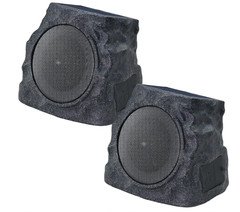 2-Pack Solar Powered Rock Speakers Outdoor Water-Resistant IP44 Rock Speaker wit