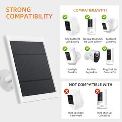 High Efficiency Solar Panel for Ring Cameras – 360° Adjustable Mount, 10ft Cable
