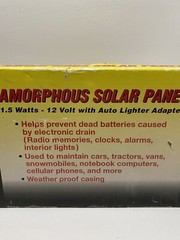 New Amorphous 44768 Silicon Solar Panel 12 Volt With Auto Lighter Adapter