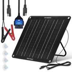 Solar Battery Trickle Charger 10W 12V OBDII with Stand for Car Truck Boat RV ATV