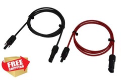 TEMCo Solar Panel Extension Cable 5 Ft Black/Red 12 AWG
