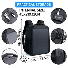 20W Solar Backpack 5V 3A Type C & Type A Charger for Camping Trip Hiking Black