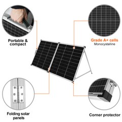 DOKIO 200W Portable Solar Suitcase Panel Kit for RVs/campers/off-grid battery