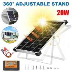 Trickle 20W Solar Panel 12V Charger Battery Charger Kit Maintainer Boat Car RV