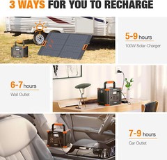 Portable Power Station 300W, GRECELL 288Wh Solar Generator w/60W USB-C PD Output