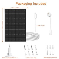 7W Solar Panel Charger for Google Nest Cam Battery Version, USB-C Solar