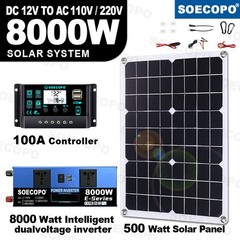 8000w 110v Solar Full Kit Inverter 300W Solar Panel Home 100A Controller SystIr